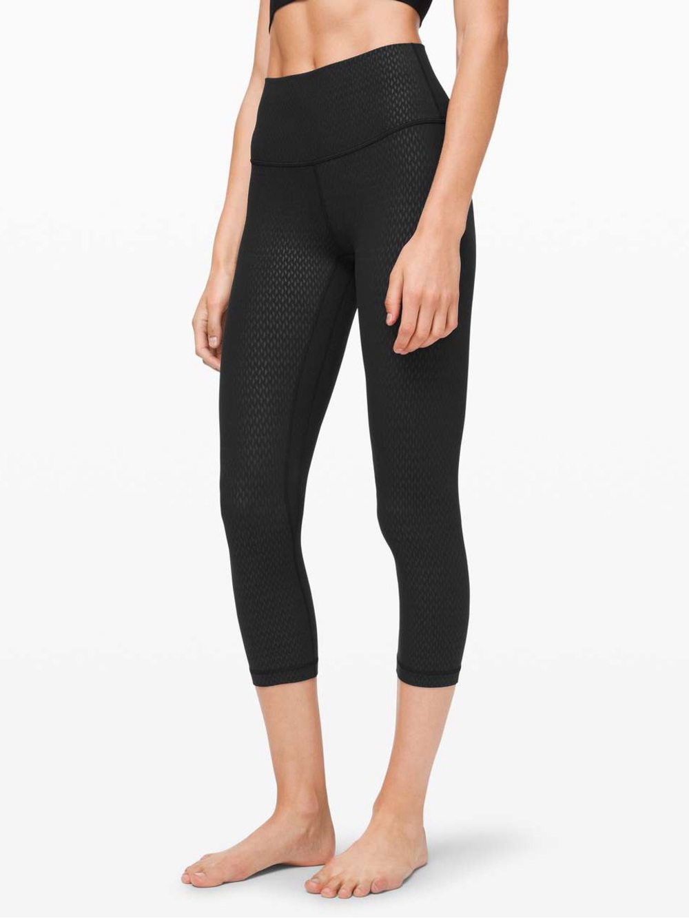 Lululemon Align High Rise Crop 21” Diverge Emboss Black Leggings Womens size 0